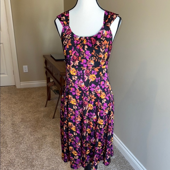 George Purple Black Sleeveless Midi Sundress - Picture 1 of 14